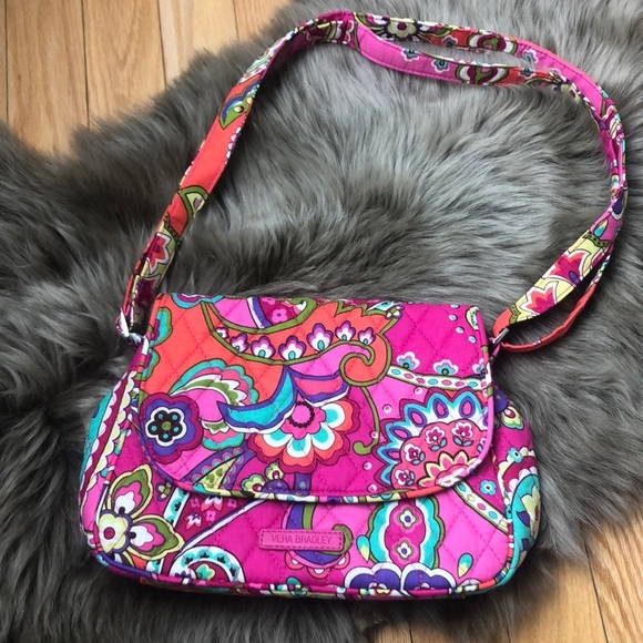 VERA BRADLEY PINK SWIRLS SMALL FLAP CROSSBODY*NWT* - Picture 1 of 7
